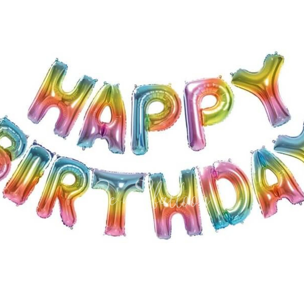 Гирлянда из шаров-букв «Happy Birthday» (Радужный градиент)