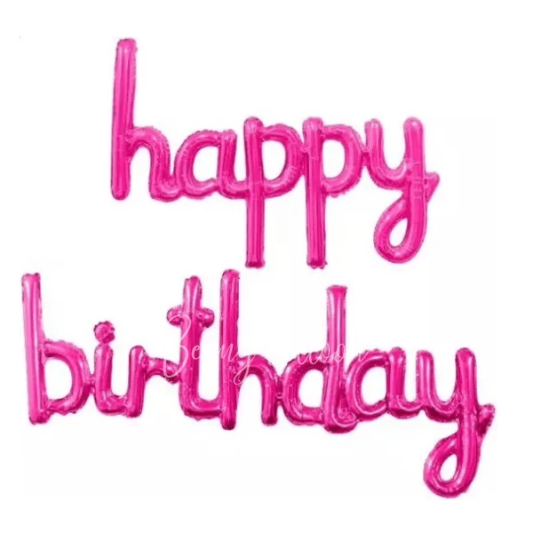 Гирлянда мини из шаров-букв "Happy Birthday" фуксия