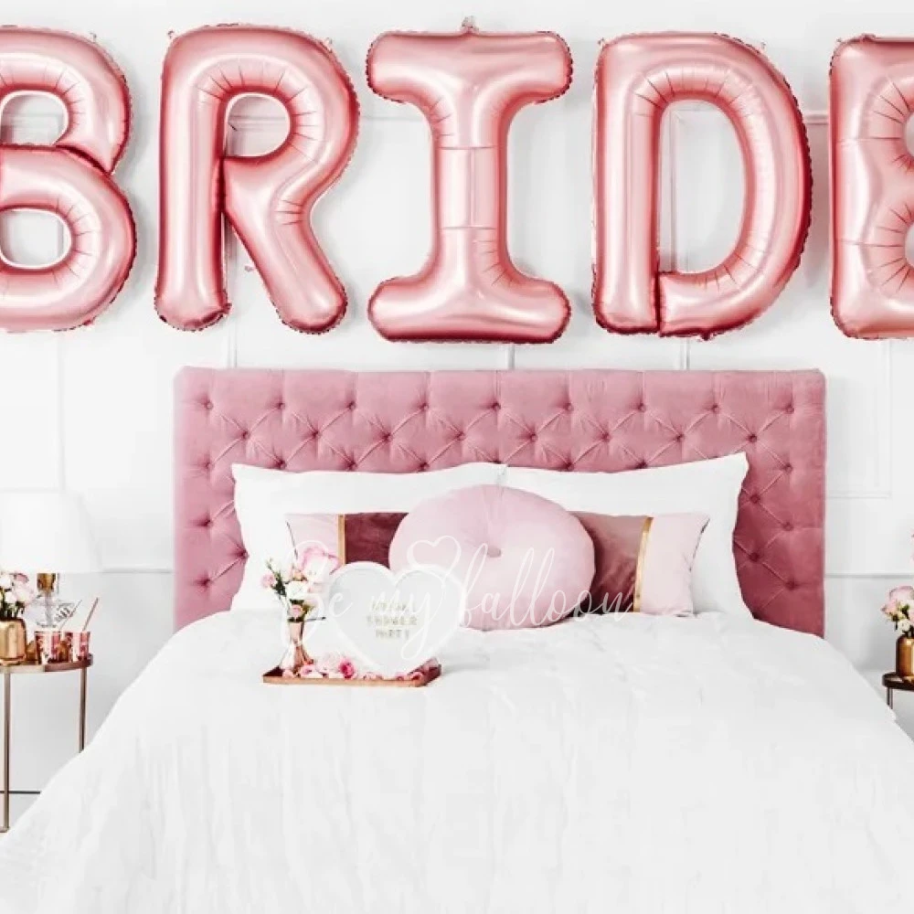 Шары-буквы «BRIDE», розовое золото, 100см