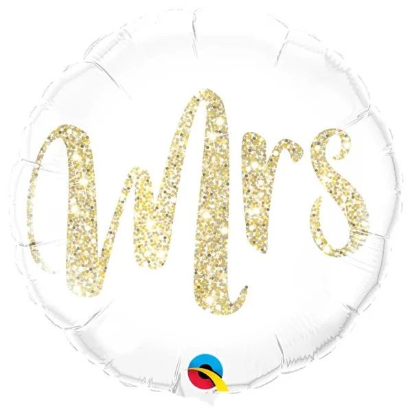 Шар из фольги "Mrs" Глиттер золото 40 см