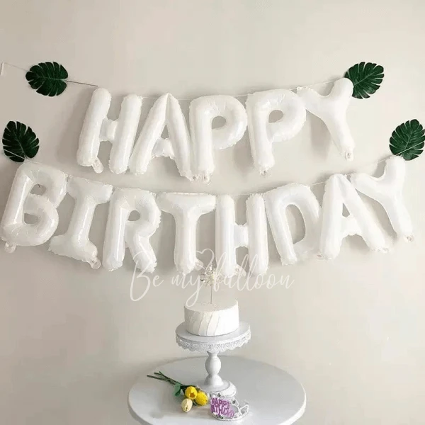 Гирлянда из шаров-букв "Happy Birthday" Белая