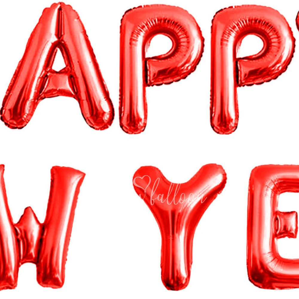 Гирлянда из шаров-букв «Happy New Year» Красная 41 см
