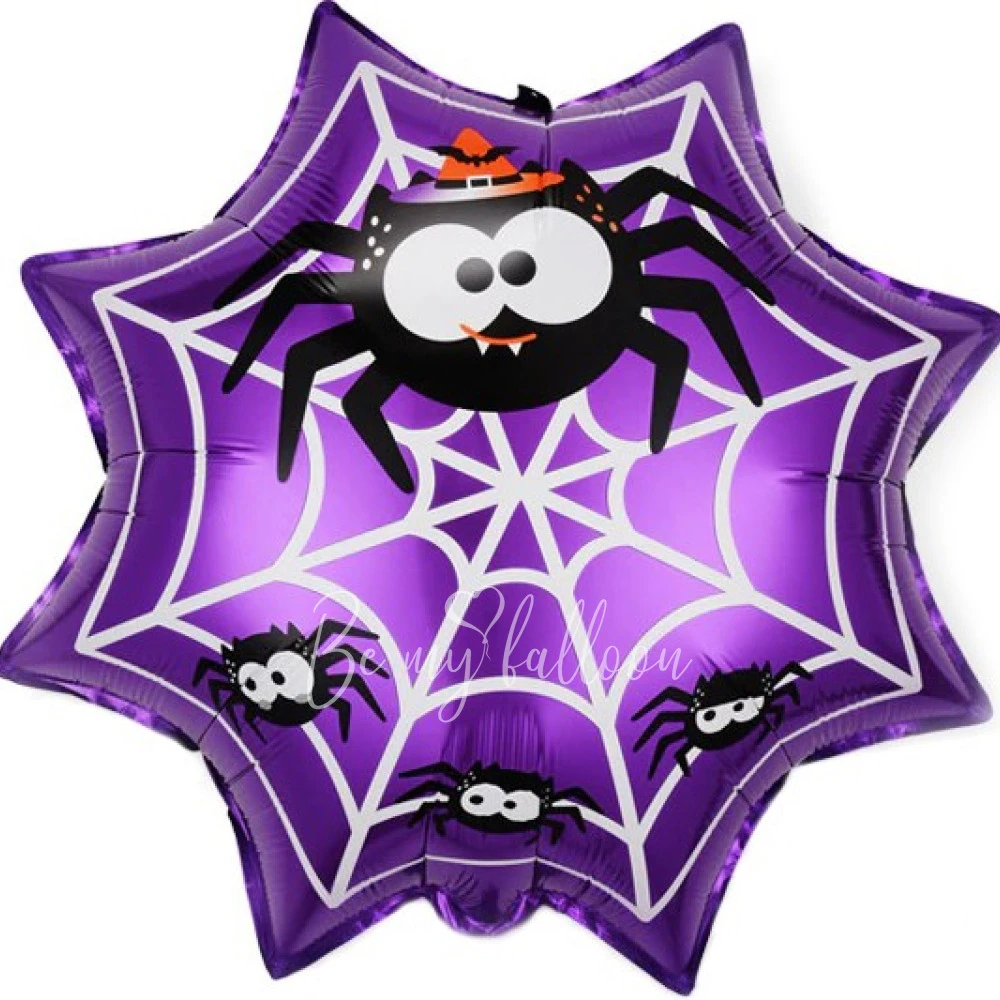Шар из фольги "Паутина на Хэллоуин, Фиолетовый" 45см