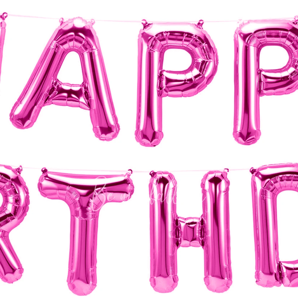 Гирлянда из шаров-букв "Happy Birthday" фуксия