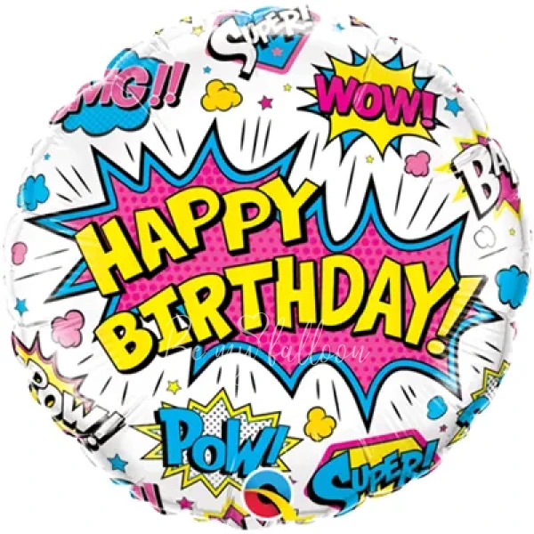 -40% Шар из фольги "Happy Birthday Граффити на белом" 40см
