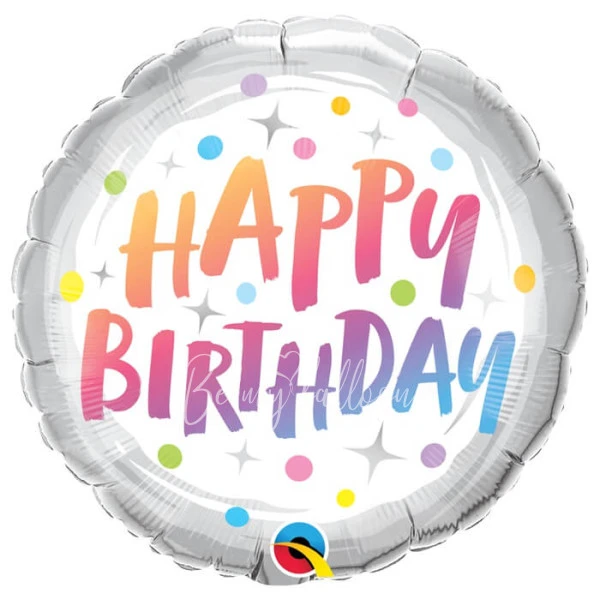 Шар из фольги "Happy Birthday"  Точки радужные 40 см