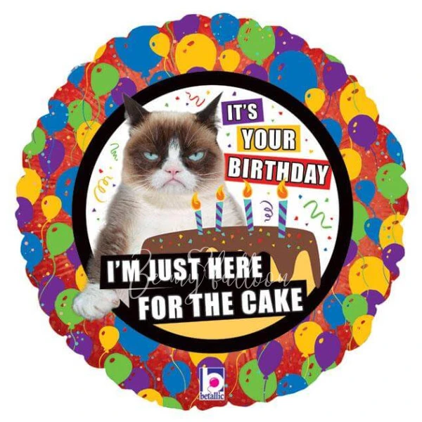 Шар из фольги "Happy Birthday Grumpy Cat" 40 см