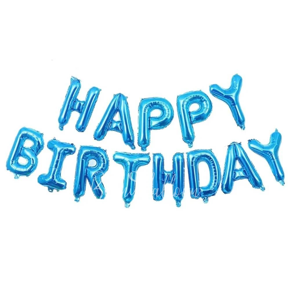 Гирлянда из шаров-букв "Happy Birthday" Голубая