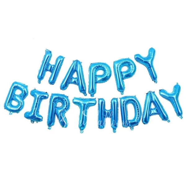 Гирлянда из шаров-букв "Happy Birthday" Голубая