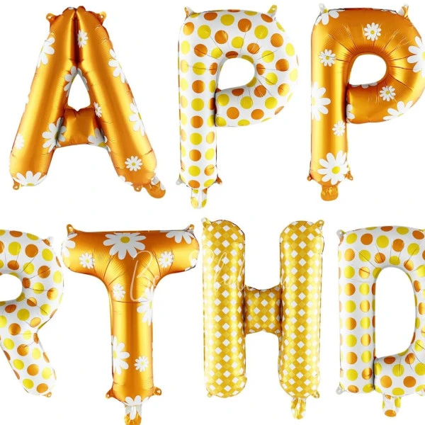 Гирлянда из шаров-букв "Happy Birthday" Ромашки