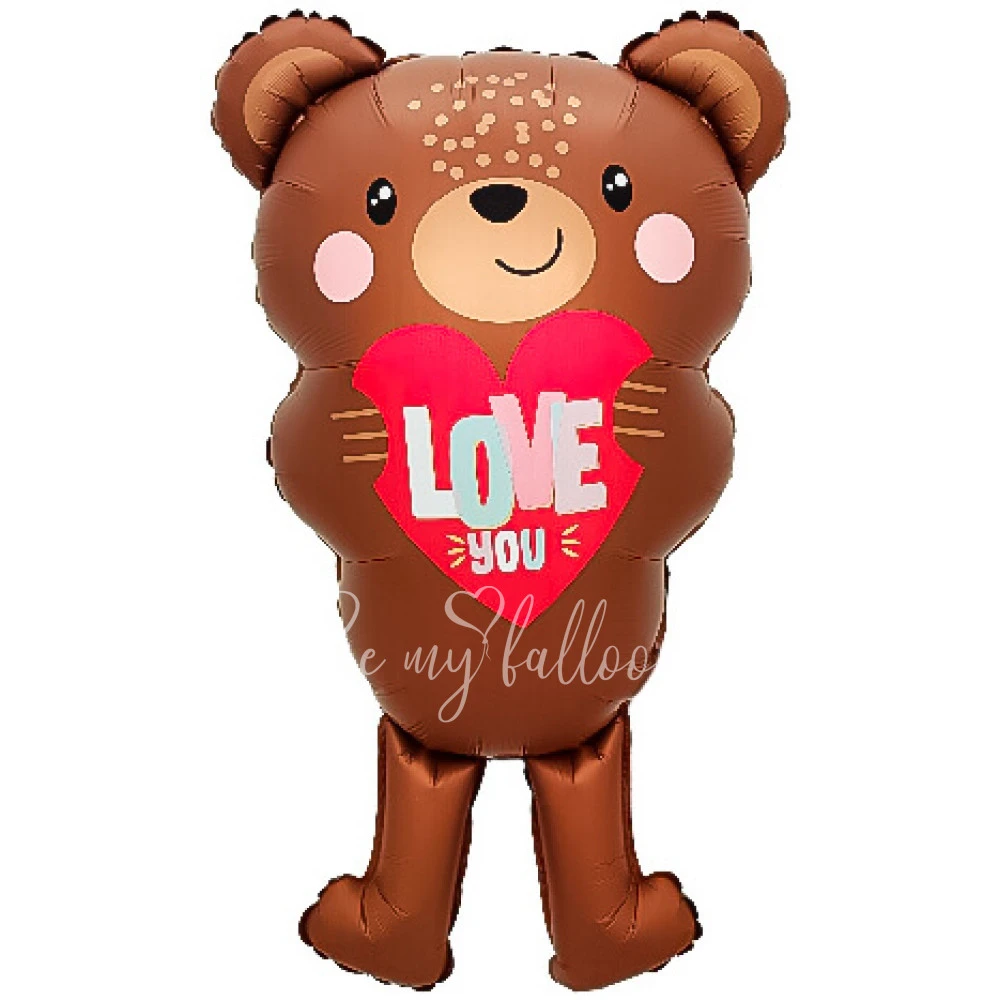 - 20% Шар из фольги "Мишка с сердцем love you" Сатин 70 см