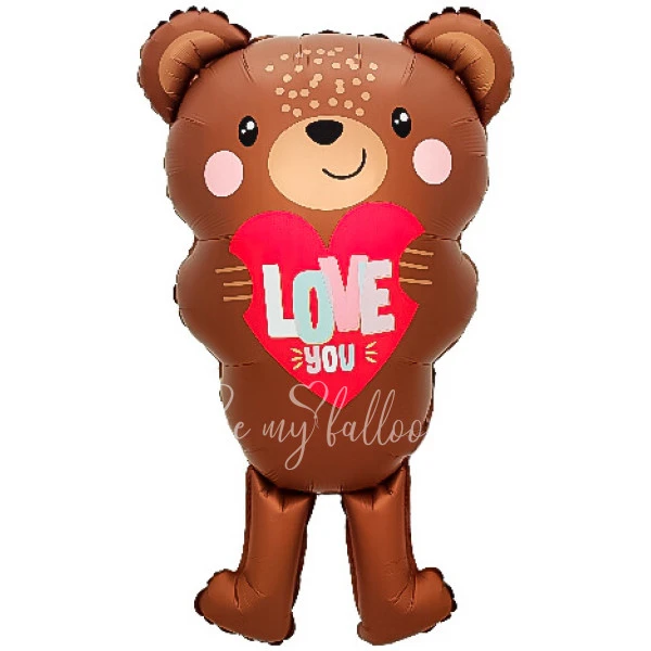 - 20% Шар из фольги "Мишка с сердцем love you" Сатин 70 см
