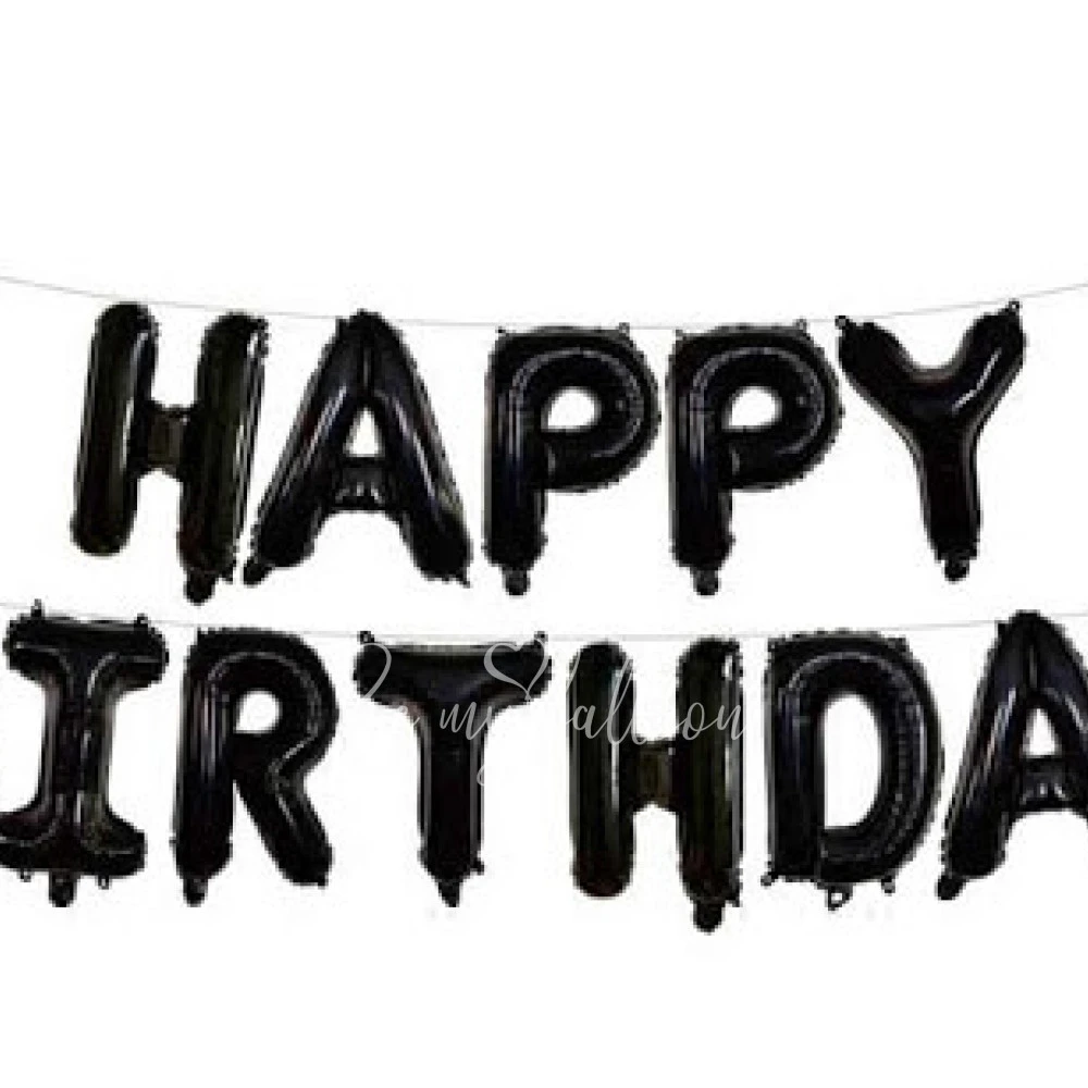 Гирлянда из шаров-букв "Happy Birthday" чёрная 