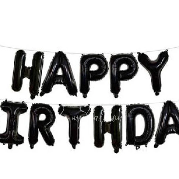 Гирлянда из шаров-букв "Happy Birthday" чёрная 