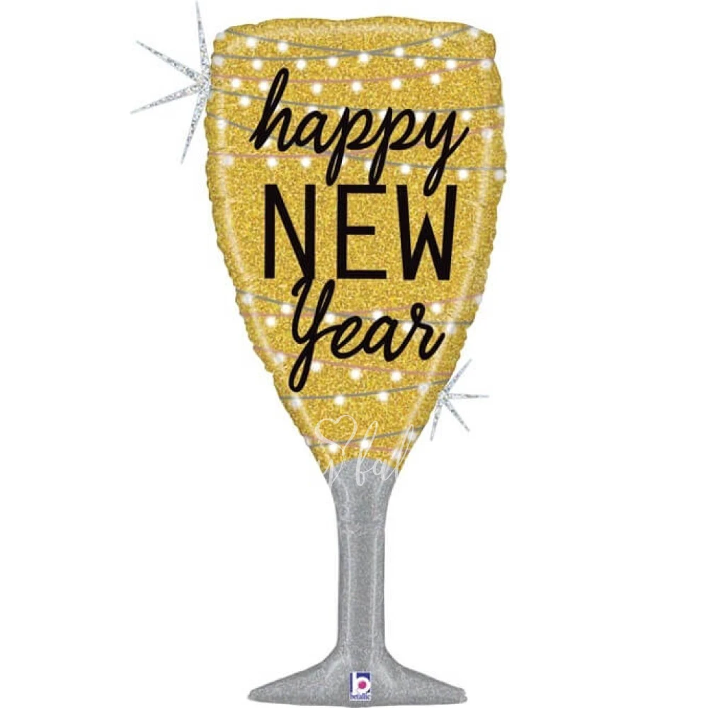 Шар из фольги "Бокал HAPPY NEW YEAR" (80 см)