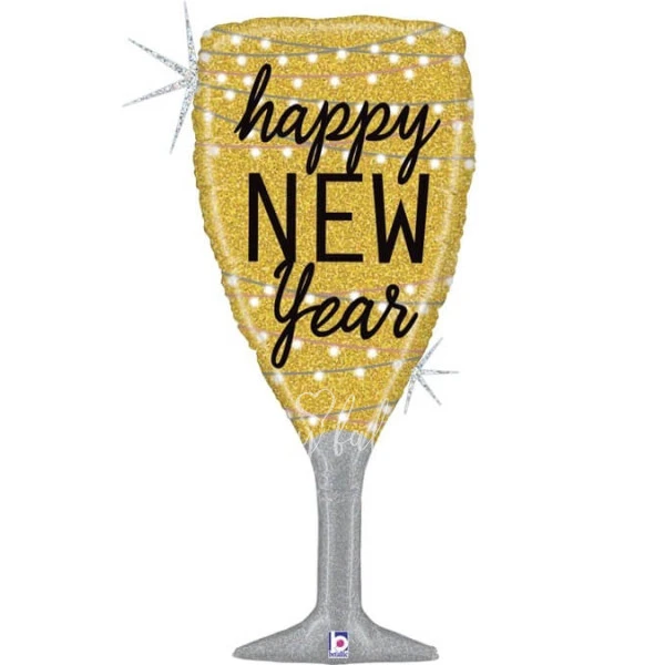 Шар из фольги "Бокал HAPPY NEW YEAR" (80 см)