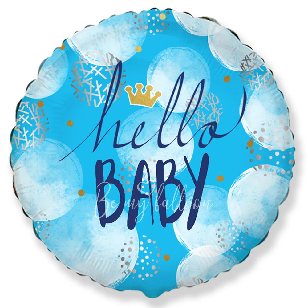 -50% Шар из фольги "Hello BABY мальчик" 40 см