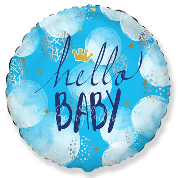 -50% Шар из фольги "Hello BABY мальчик" 40 см