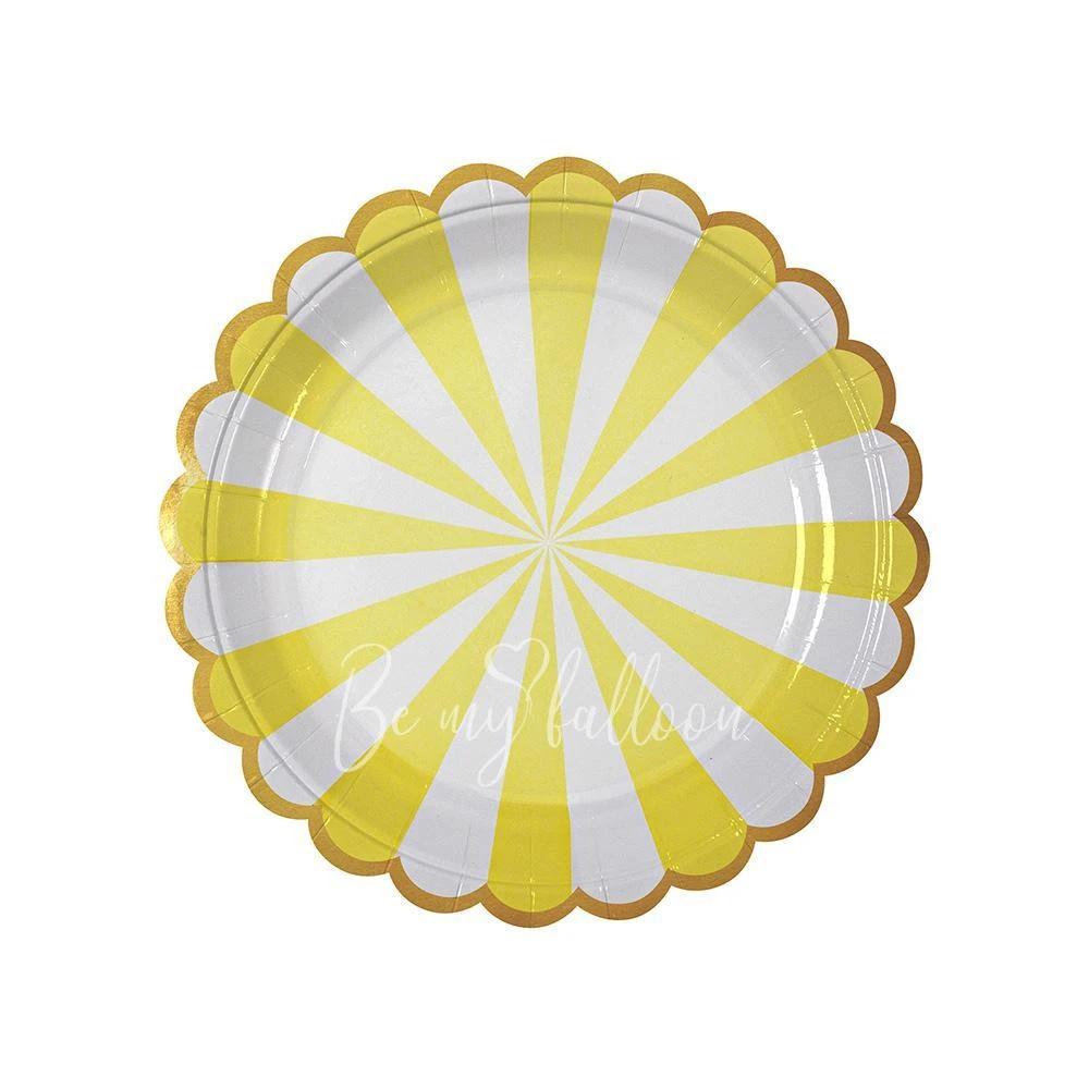 Yellow Fan Stripe Plates (small)