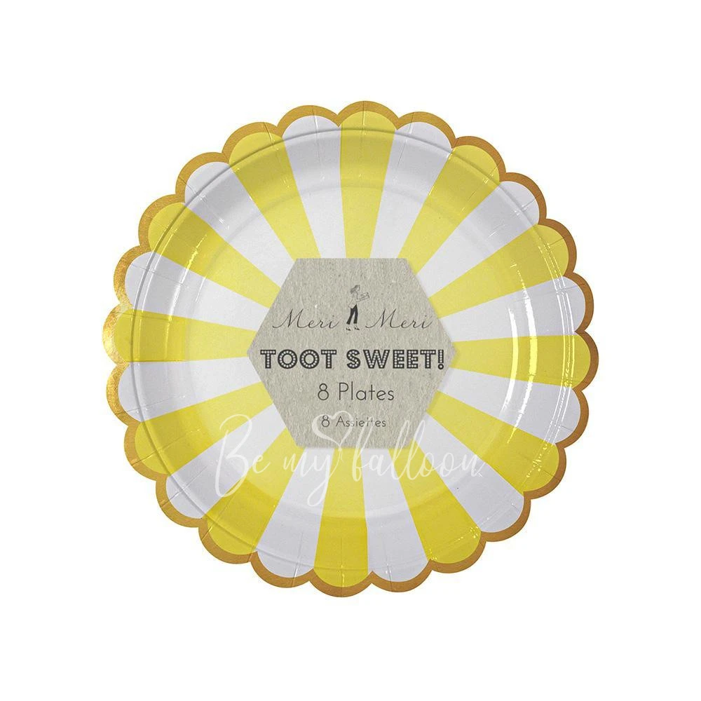 Yellow Fan Stripe Plates (small)