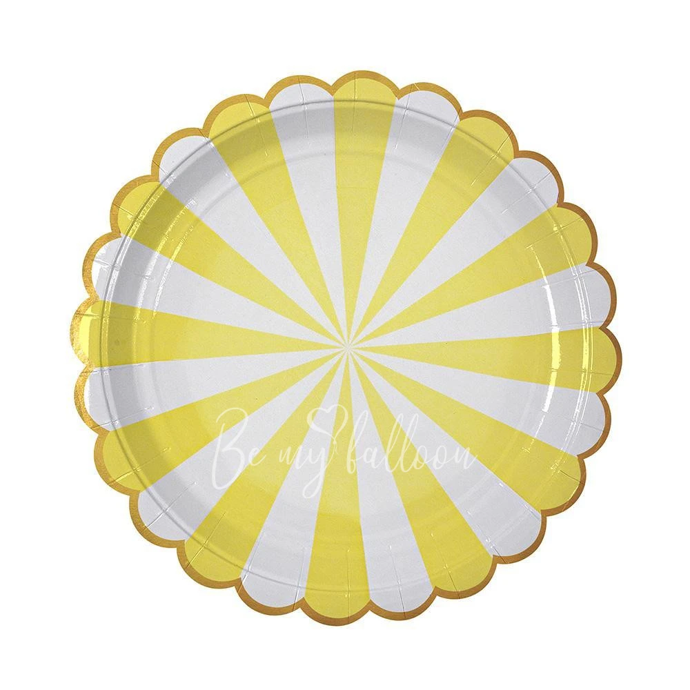 Yellow Fan Stripe Plates (large)