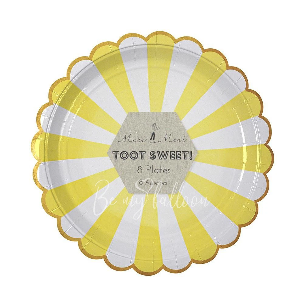 Yellow Fan Stripe Plates (large)