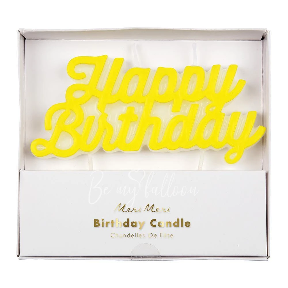 Yellow Happy Birthday Candle