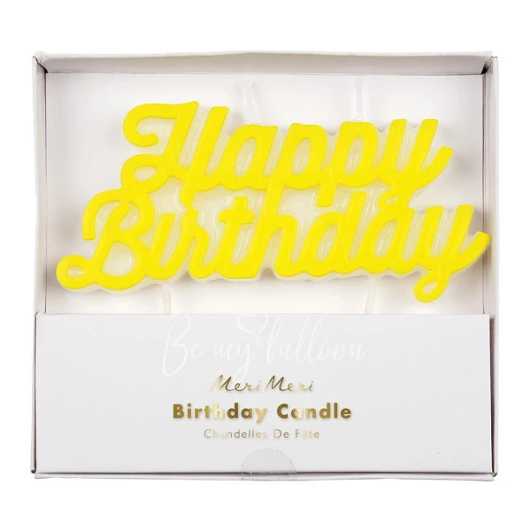 Yellow Happy Birthday Candle