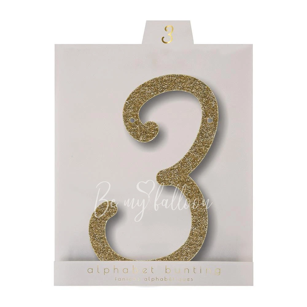 Gold Glitter 3 Acrylic Bunting