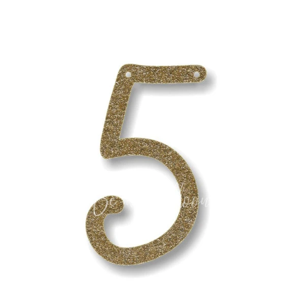 Gold Glitter 5 Acrylic Bunting