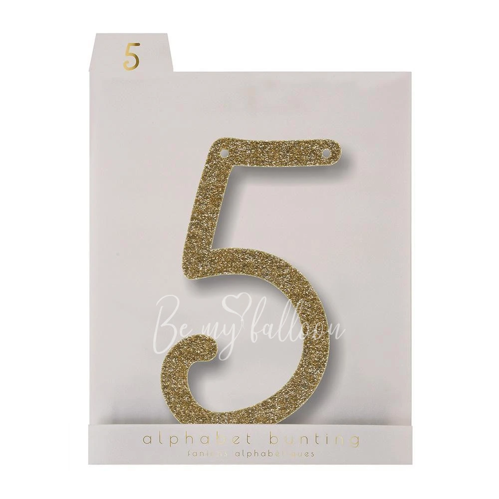 Gold Glitter 5 Acrylic Bunting