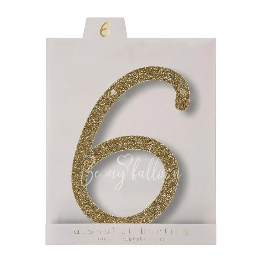 Gold Glitter 6 Acrylic Bunting