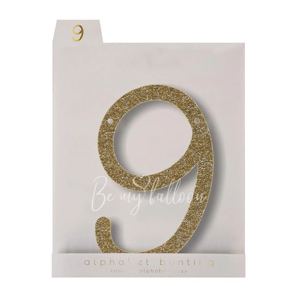 Gold Glitter 9 Acrylic Bunting