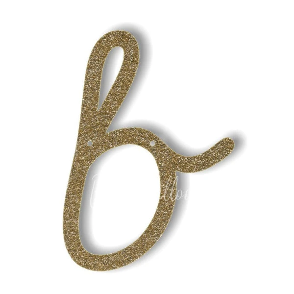 Gold Glitter B Acrylic Bunting