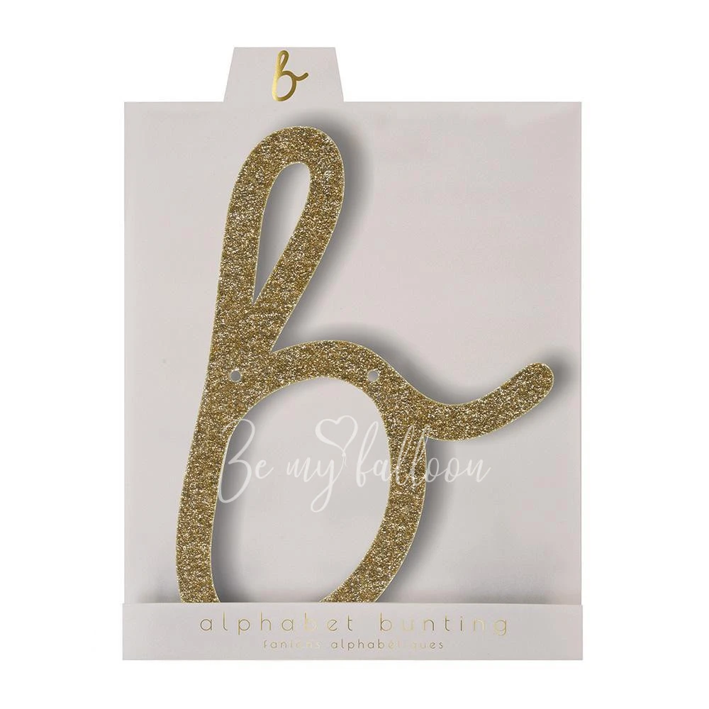 Gold Glitter B Acrylic Bunting