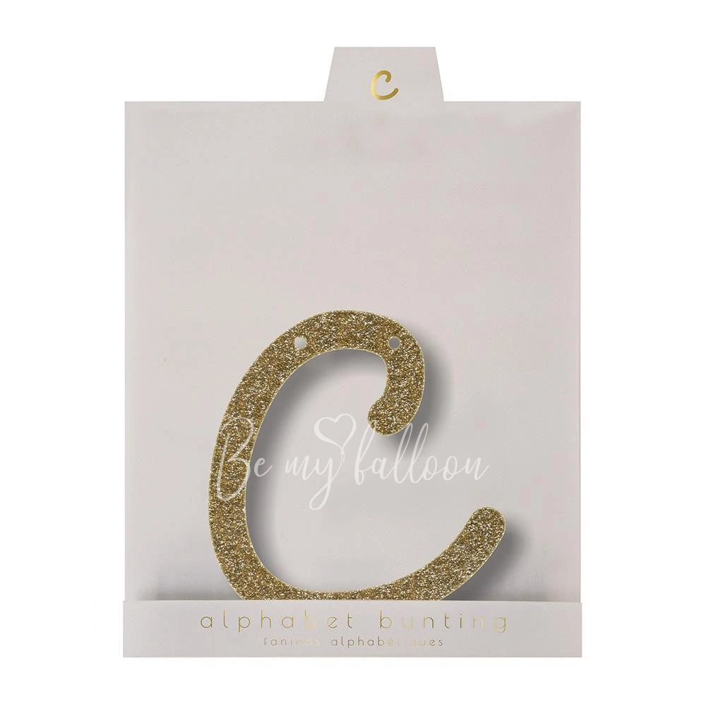 Gold Glitter C Acrylic Bunting