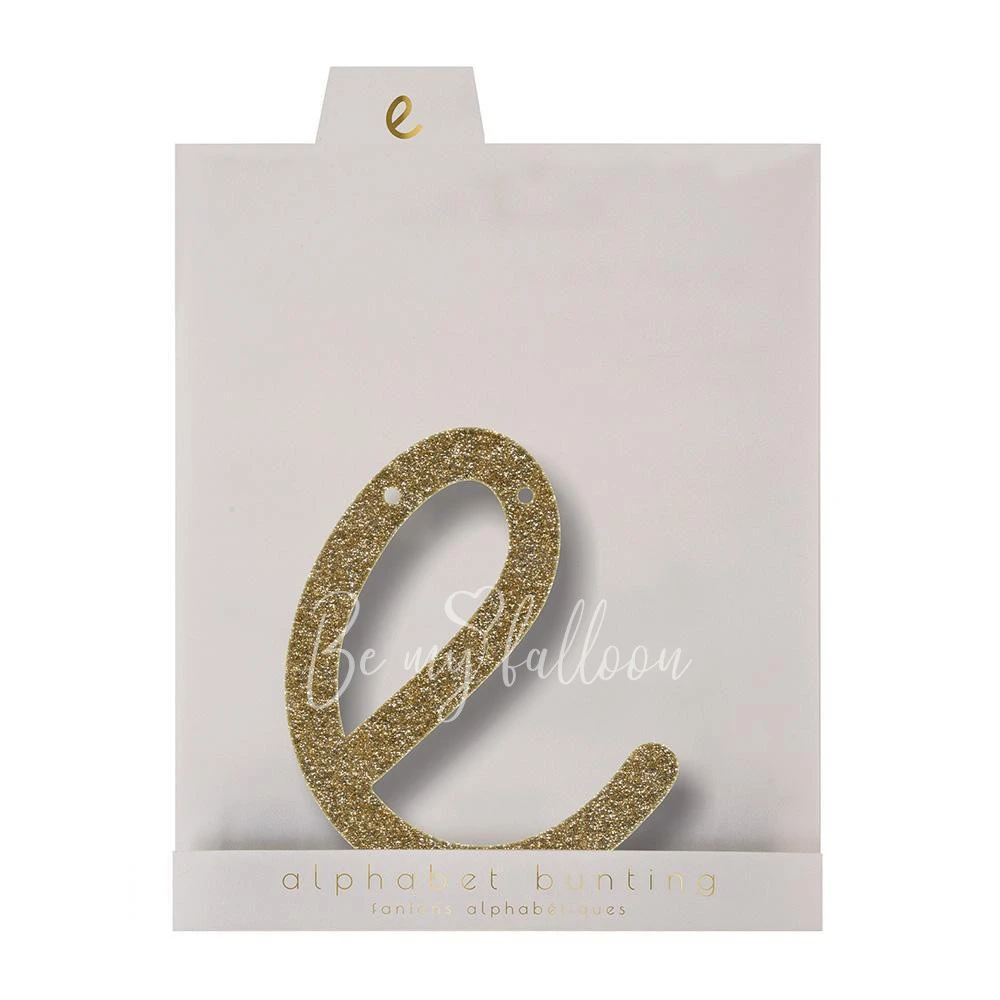 Gold Glitter E Acrylic Bunting
