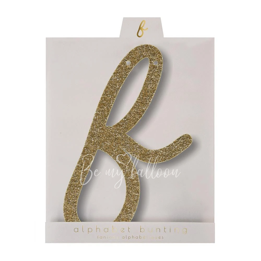 Gold Glitter F Acrylic Bunting