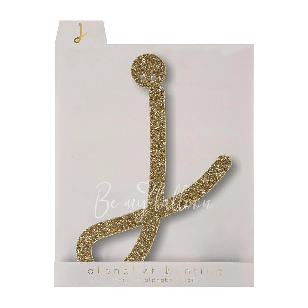 Gold Glitter J Acrylic Bunting