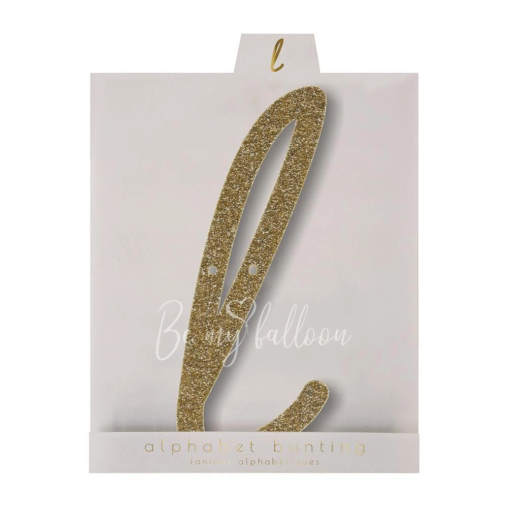 Gold Glitter L Acrylic Bunting