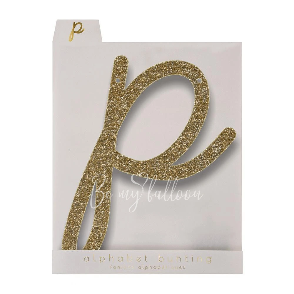 Gold Glitter P Acrylic Bunting