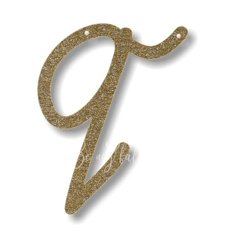 Gold Glitter Q Acrylic Bunting