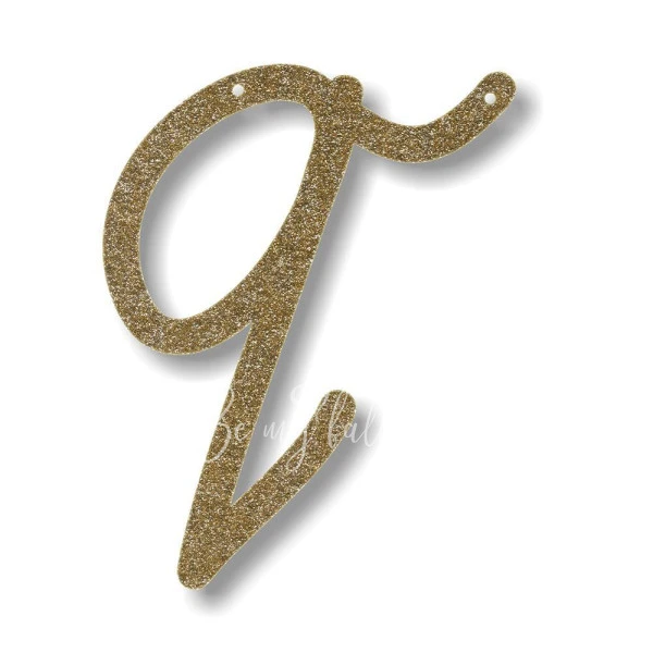 Gold Glitter Q Acrylic Bunting