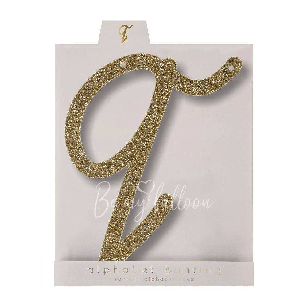 Gold Glitter Q Acrylic Bunting