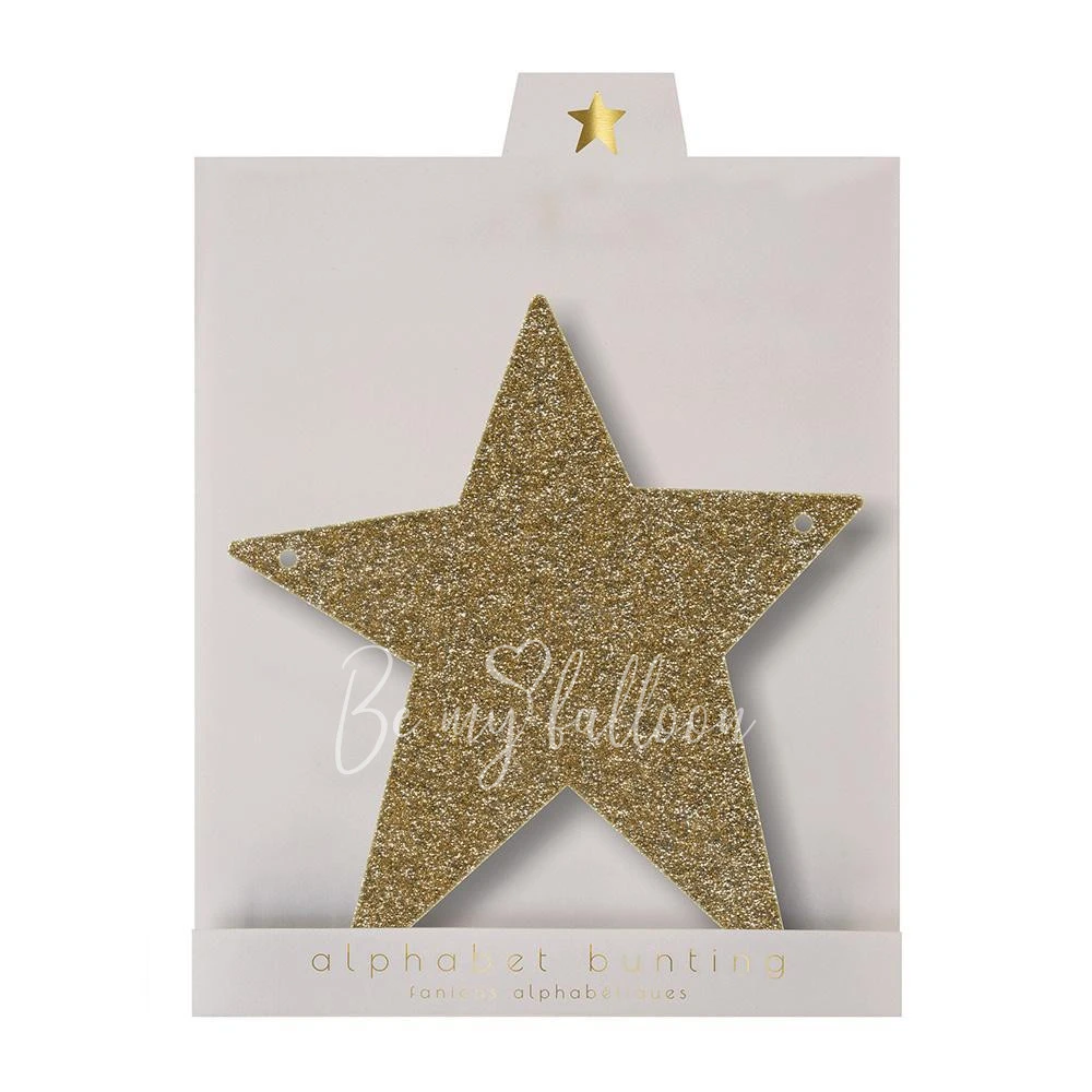 Gold Glitter Star Acrylic Bunting