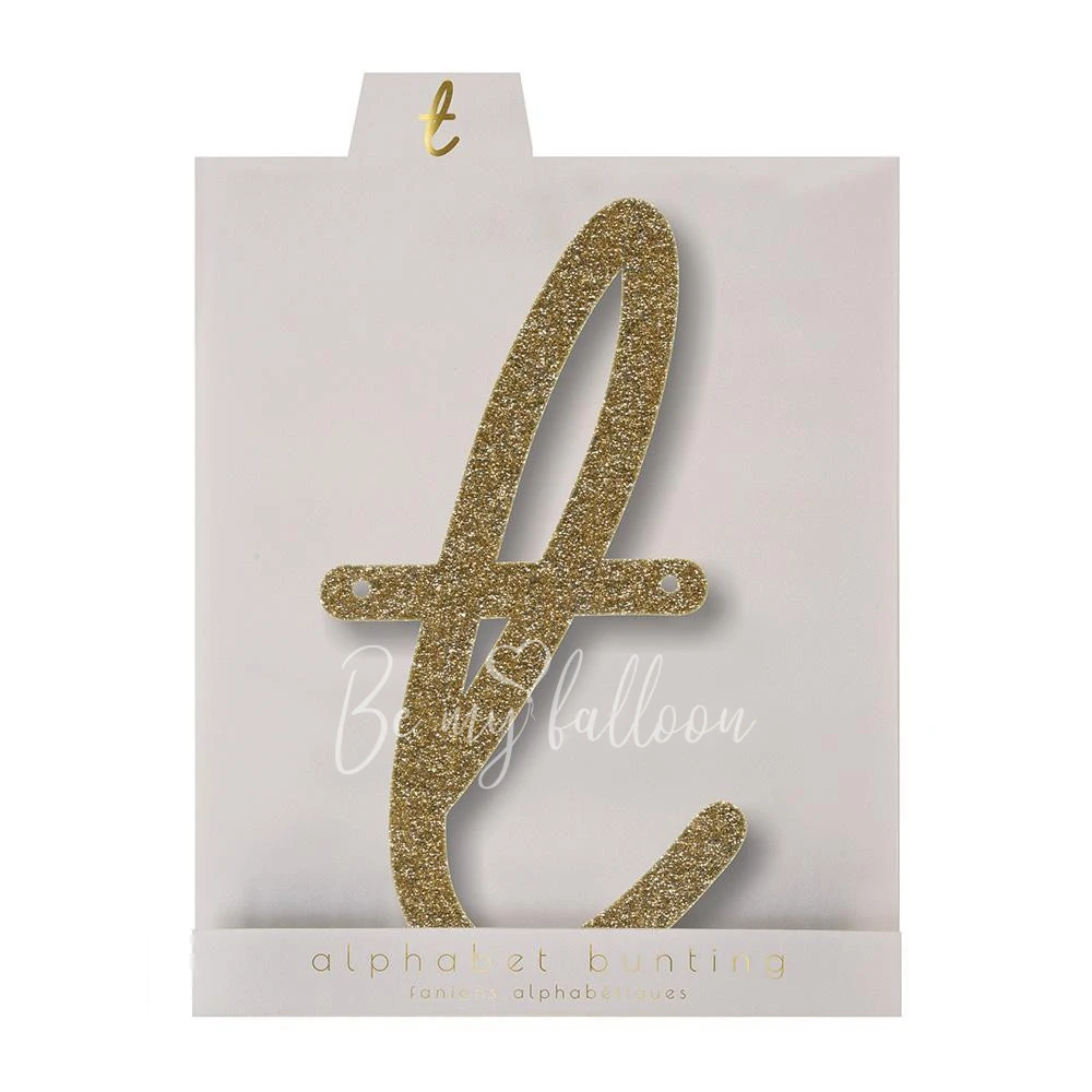 Gold Glitter T Acrylic Bunting