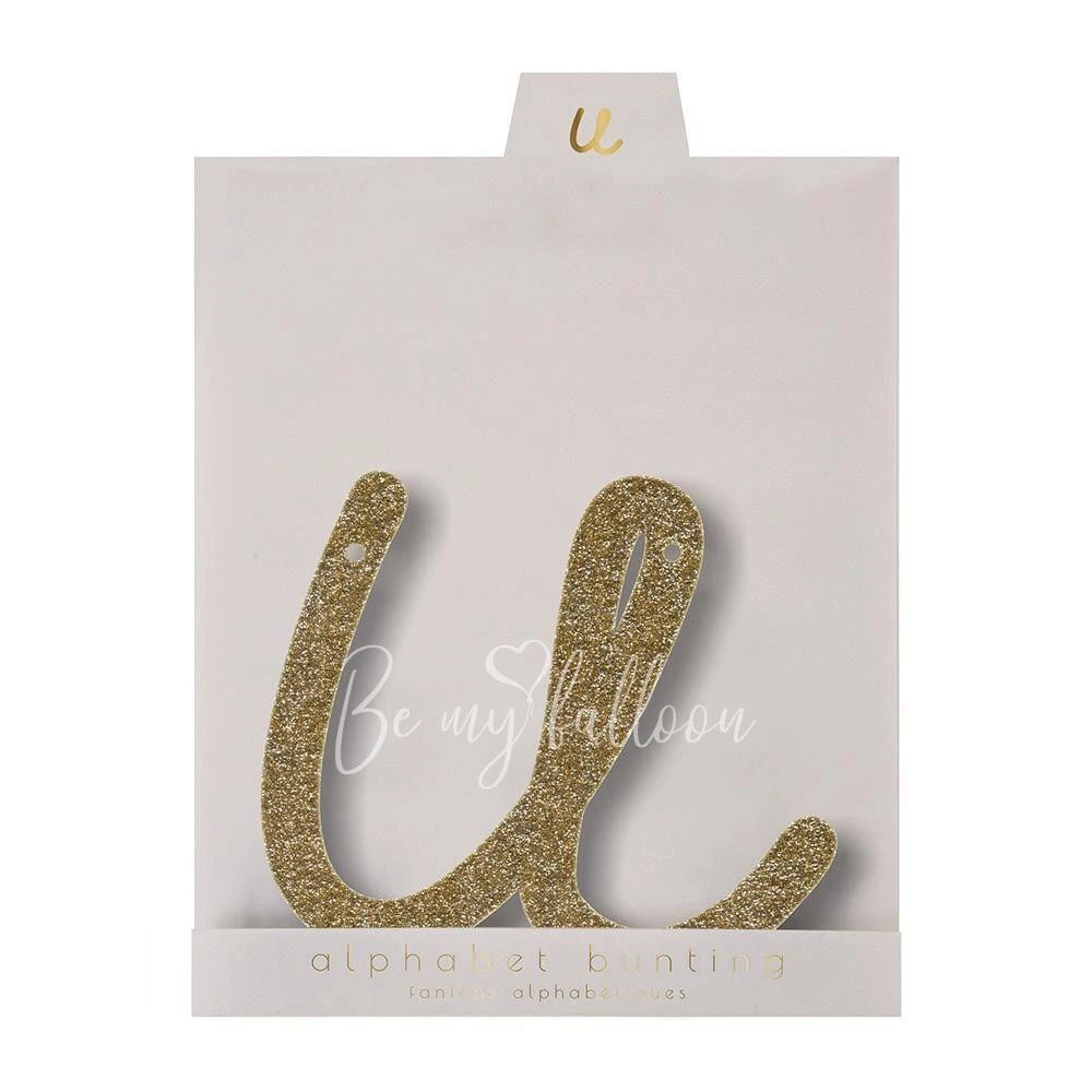 Gold Glitter U Acrylic Bunting