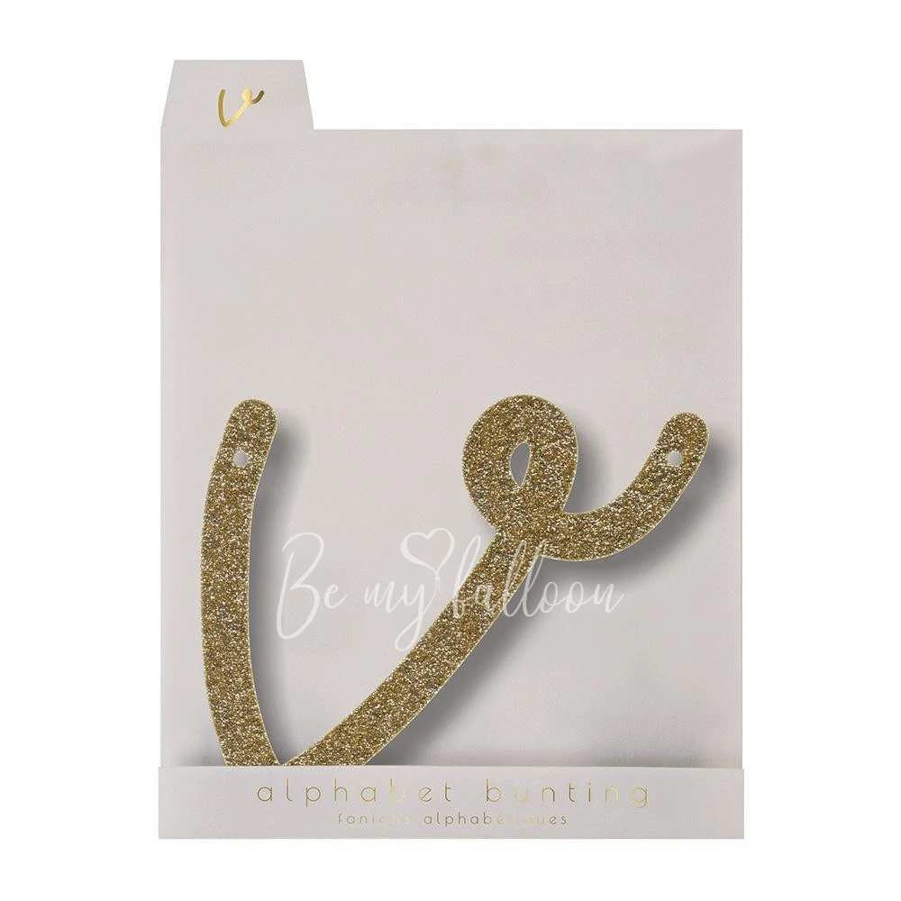 Gold Glitter V Acrylic Bunting