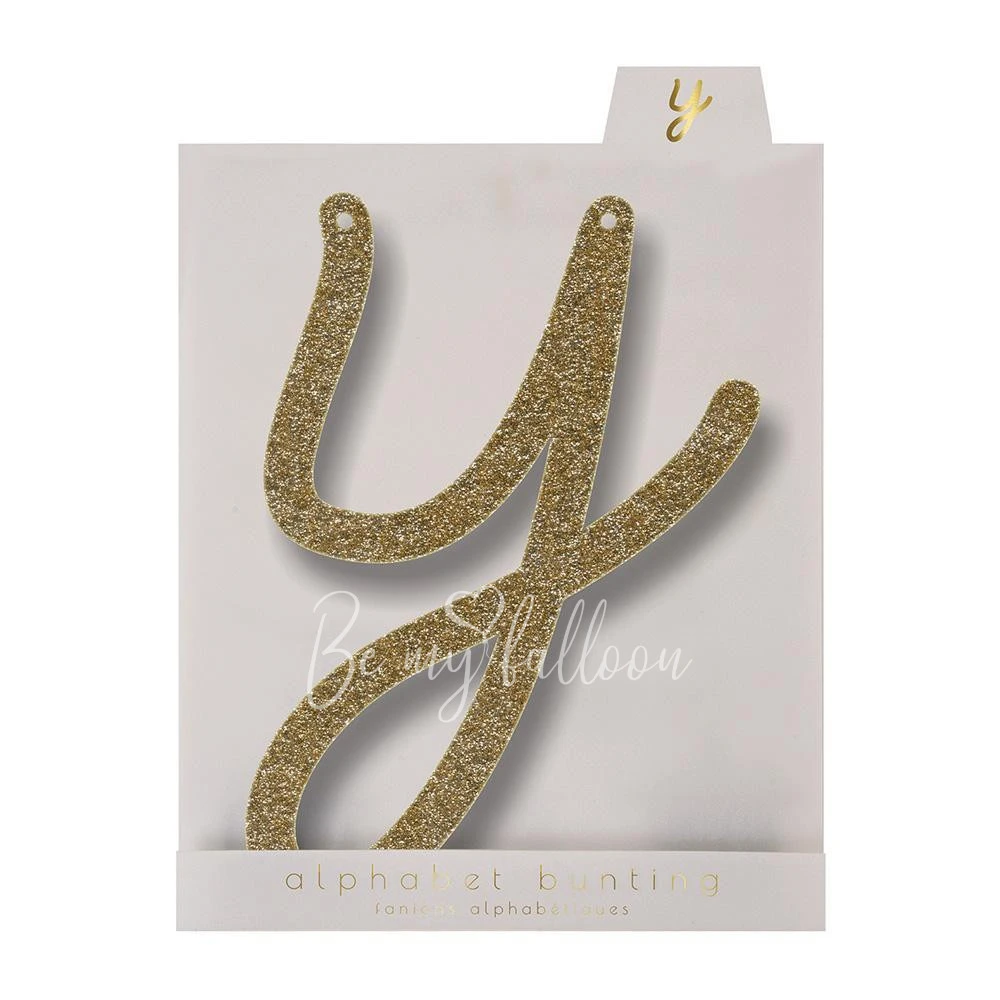 Gold Glitter Y Acrylic Bunting