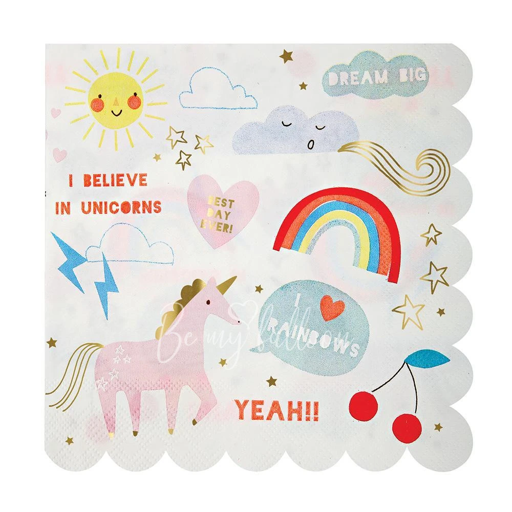 Rainbow & Unicorn Napkins (large)